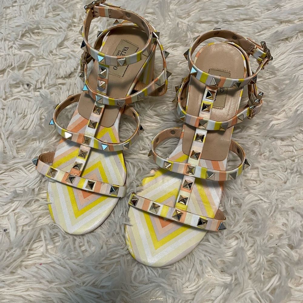 Valentino Garavani Studded Multi-Color Strappy Sandals